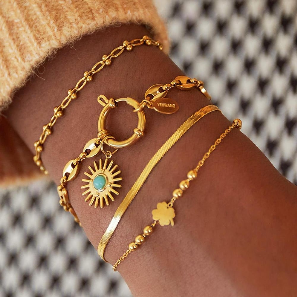 Bracciale in acciaio inossidabile con maglie h5Immagine2